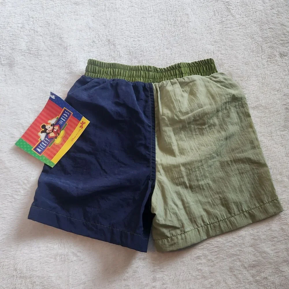 VTG Disney Mickey Mouse Swim Trunks 3T NWT Aloha Hibiscus Pineapple Kids Shorts